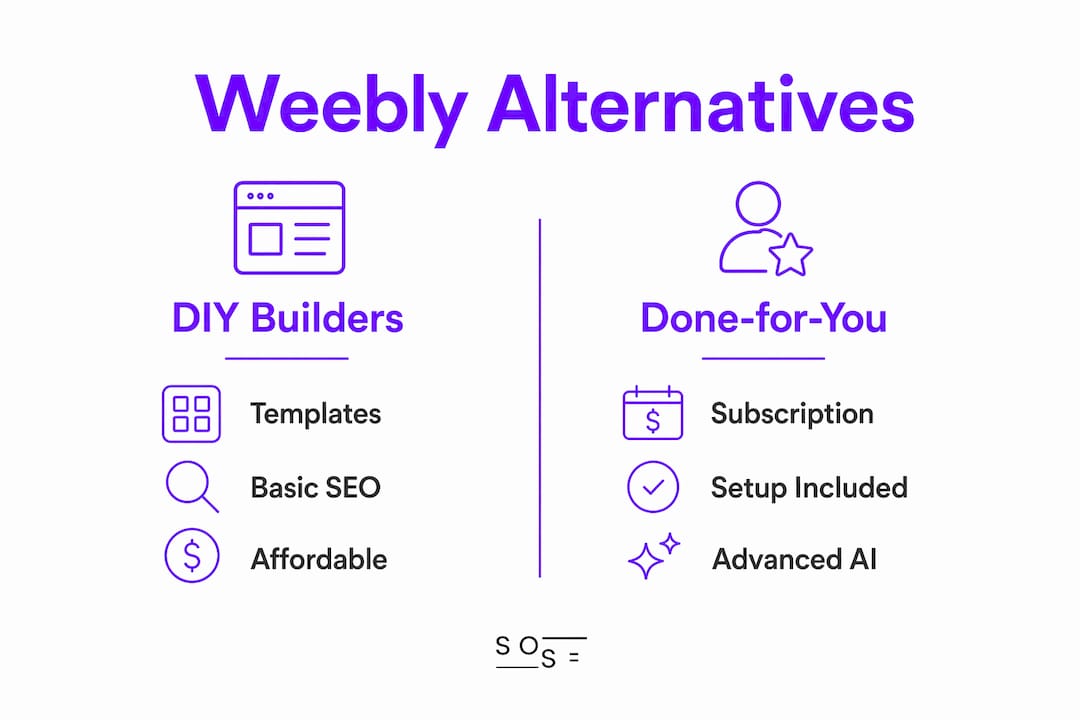 Infographic comparing DIY vs done-for-you AI website builders