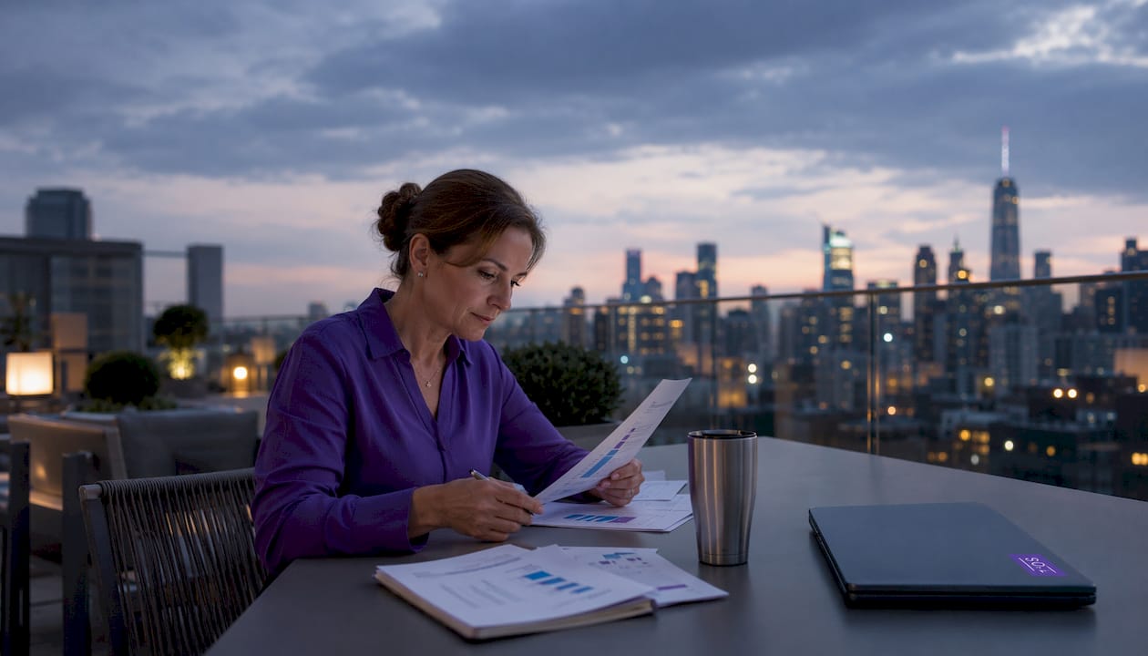 Professional woman analyzing AI search data