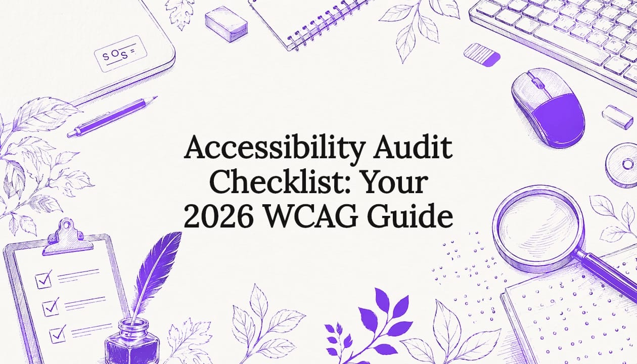 Decorative accessibility audit title card illustration