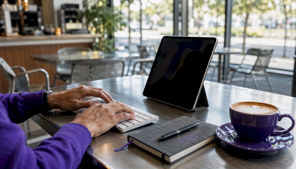 Hands typing digital content structure